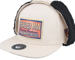 Logo Patch Red/Blue Canvas Beige/Black Earflap - Bearded Man