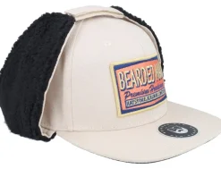 Logo Patch Red/Blue Canvas Beige/Black Earflap - Bearded Man