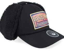 Logo Patch Red/Blue Golfer Cotton Black Earflap - Bearded Man