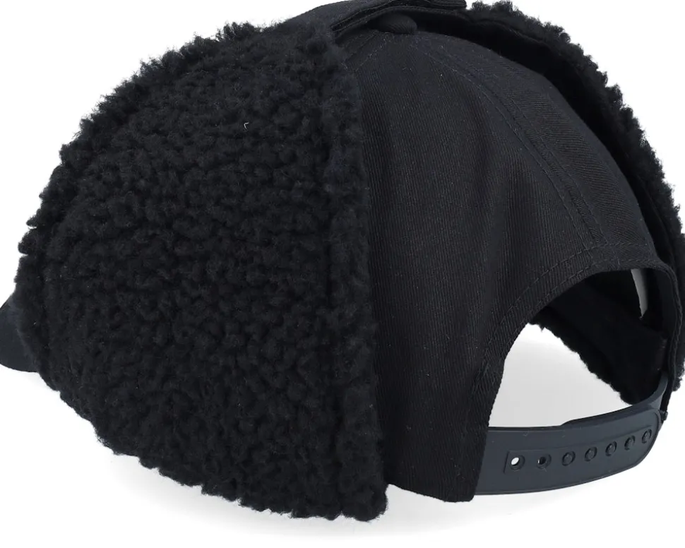 Logo Patch Red/Blue Golfer Cotton Black Earflap - Bearded Man