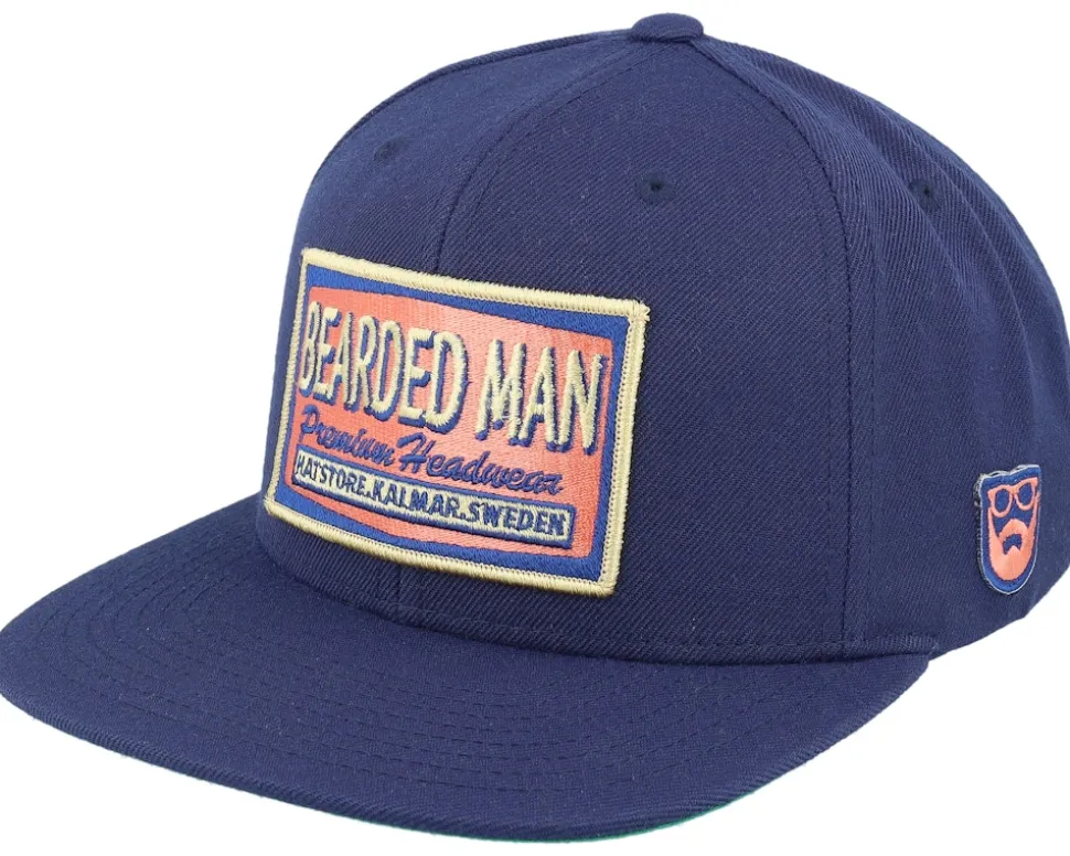Logo Patch Red/Blue Navy Snapback - Bearded Man