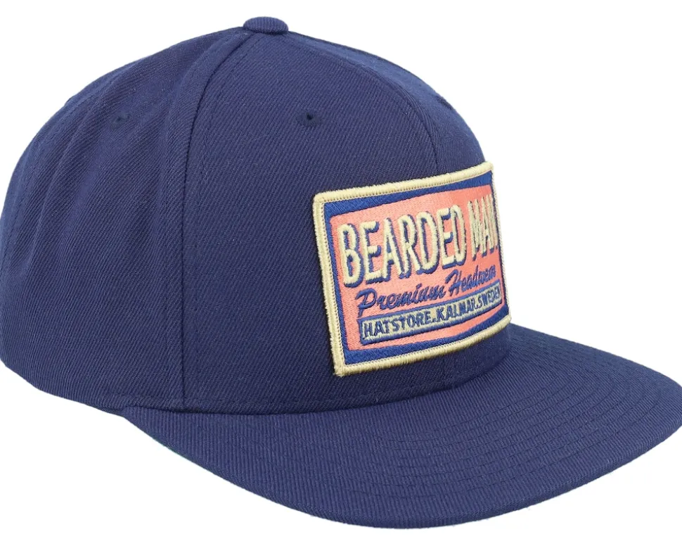 Logo Patch Red/Blue Navy Snapback - Bearded Man