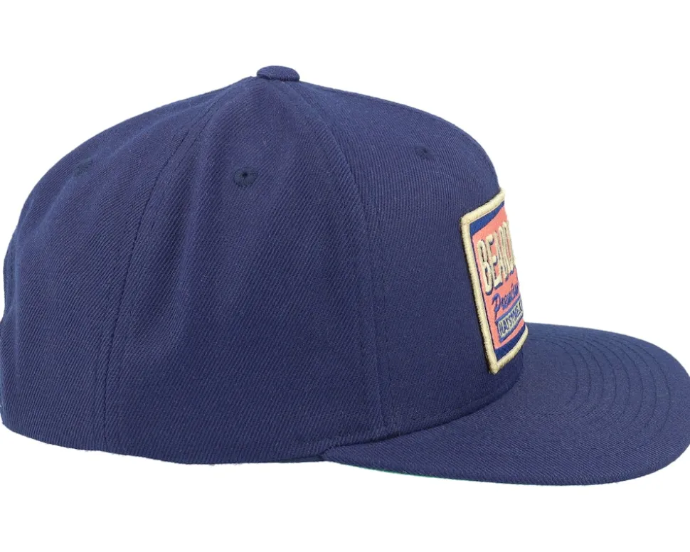 Logo Patch Red/Blue Navy Snapback - Bearded Man