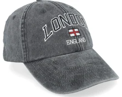 London England Washed Black Dad Cap - Iconic