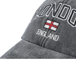 London England Washed Black Dad Cap - Iconic