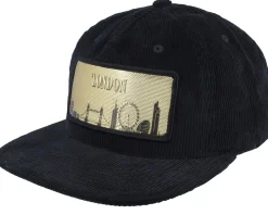 London Gold Patch Black Cord A-frame Trucker - Iconic