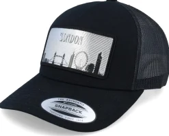 London Silver Patch Black A-frame Trucker - Iconic