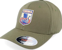 Longboat Shield Patch Olive Green Flexfit - Vikings
