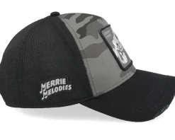 Looney Tunes Bugs Bunny Daffy Duck Black/Camouflage A-Frame Trucker - Capslab