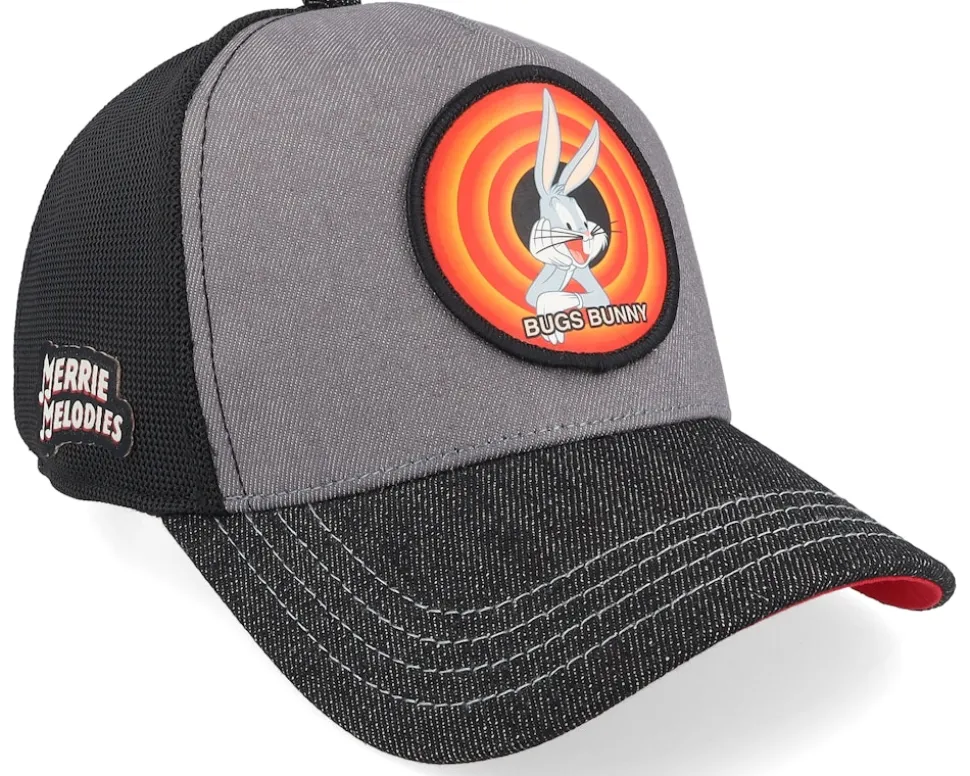 Looney Tunes Vintage Bugs Bunny Black/Grey Premium A-Frame Trucker - Capslab