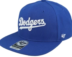 Los Angeles Dodgers No Shot Script Under Captain Royal/White Snapback - 47 Brand