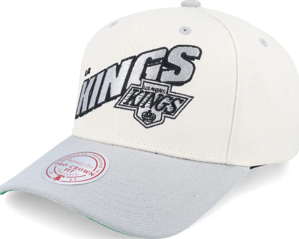 Los Angeles Kings Retro Type Pro Off White/Grey Adjustable - Mitchell & Ness