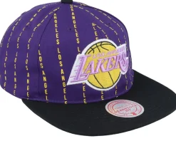 Los Angeles Lakers City Pinstripe Deadstock Purple Snapback - Mitchell & Ness