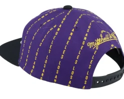 Los Angeles Lakers City Pinstripe Deadstock Purple Snapback - Mitchell & Ness