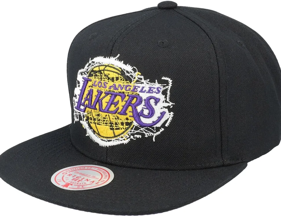 Los Angeles Lakers Embroidery Glitch Black Snapback - Mitchell & Ness
