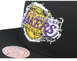 Los Angeles Lakers Embroidery Glitch Black Snapback - Mitchell & Ness