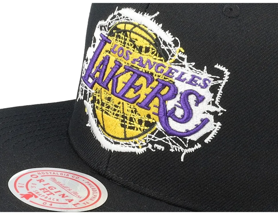Los Angeles Lakers Embroidery Glitch Black Snapback - Mitchell & Ness