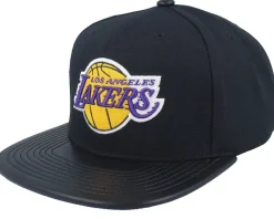 Los Angeles Lakers Hwc Black/Pu Leather Strapback - Mitchell & Ness