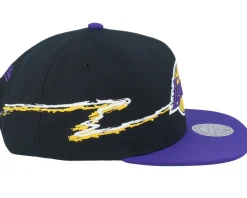 Los Angeles Lakers Life Line Black/Purple Snapback - Mitchell & Ness