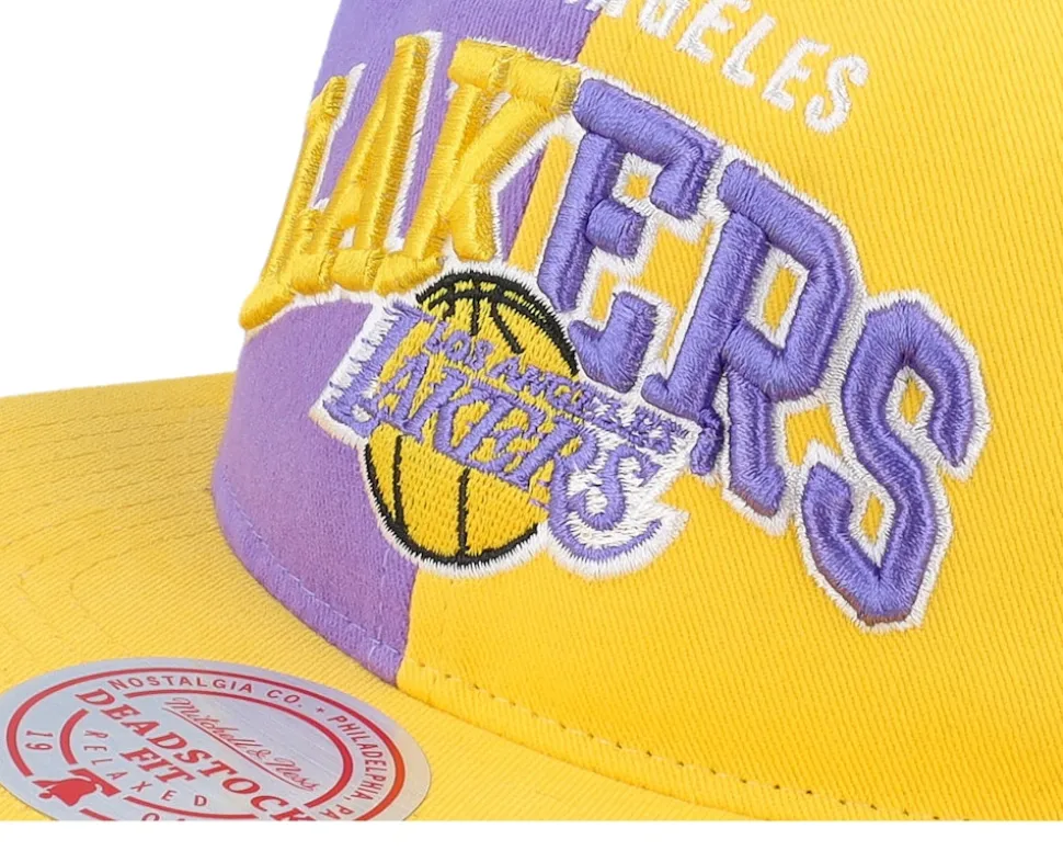Los Angeles Lakers Pinwheel Of Fortune Yellow/Purple Snapback - Mitchell & Ness