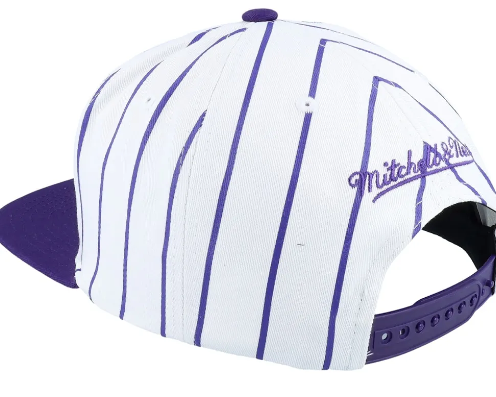 Los Angeles Lakers Retro Pinstripe White/Purple Snapback - Mitchell & Ness