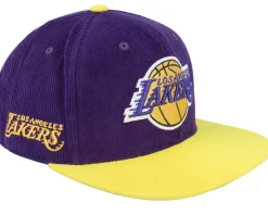 Los Angeles Lakers Sueduroy Cord Purple/Yellow Snapback - Mitchell & Ness
