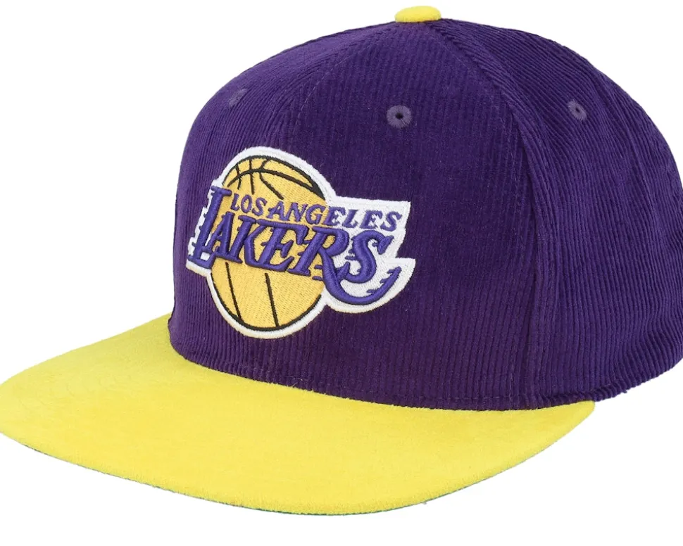 Los Angeles Lakers Sueduroy Cord Purple/Yellow Snapback - Mitchell & Ness