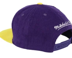 Los Angeles Lakers Sueduroy Cord Purple/Yellow Snapback - Mitchell & Ness