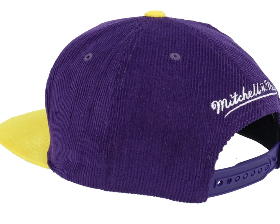 Los Angeles Lakers Sueduroy Cord Purple/Yellow Snapback - Mitchell & Ness