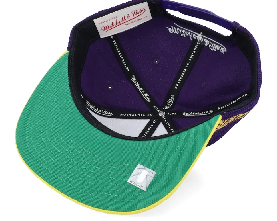 Los Angeles Lakers Sueduroy Cord Purple/Yellow Snapback - Mitchell & Ness