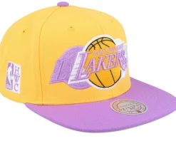 Los Angeles Lakers Triple Up Gold/Purple Snapback - Mitchell & Ness