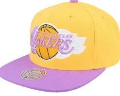 Los Angeles Lakers Triple Up Gold/Purple Snapback - Mitchell & Ness