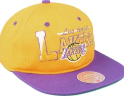 Los Angeles Lakers Varsity Letter Yellow/Purple Snapback - Mitchell & Ness