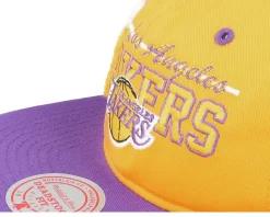 Los Angeles Lakers Varsity Letter Yellow/Purple Snapback - Mitchell & Ness