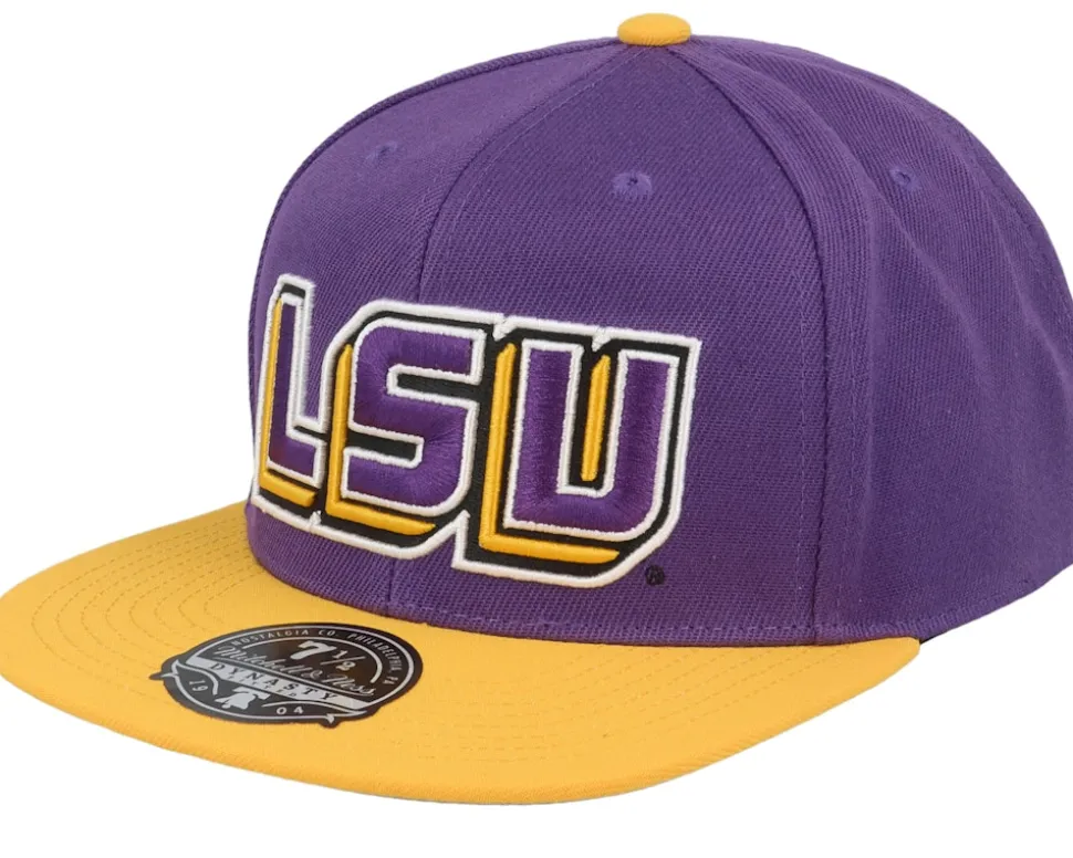Louisiana State Tigers Core Side Purple Fitted - Mitchell & Ness