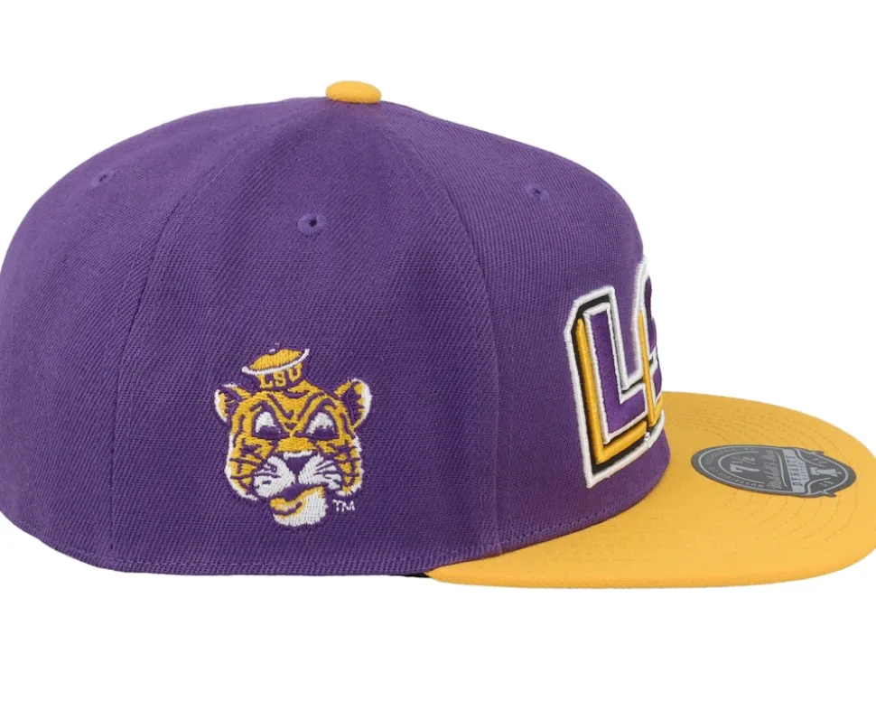 Louisiana State Tigers Core Side Purple Fitted - Mitchell & Ness
