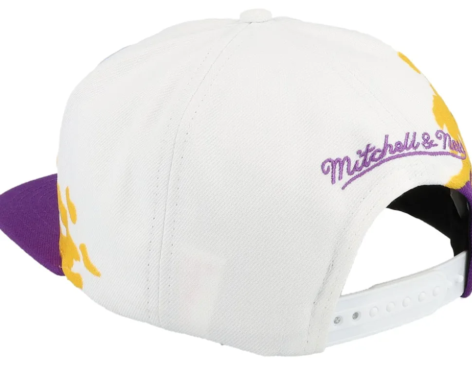 Louisiana State Tigers Paintbrush White/Purple Snapback - Mitchell & Ness