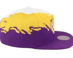 Louisiana State Tigers Paintbrush White/Purple Snapback - Mitchell & Ness