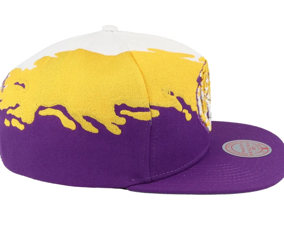 Louisiana State Tigers Paintbrush White/Purple Snapback - Mitchell & Ness