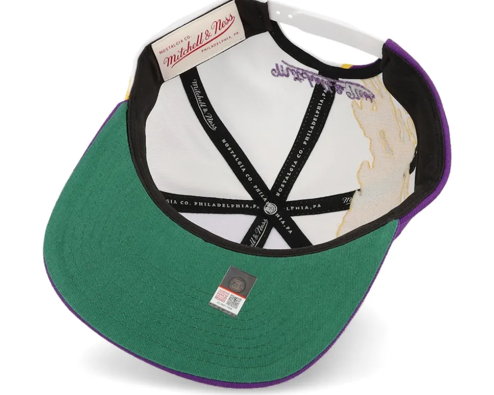 Louisiana State Tigers Paintbrush White/Purple Snapback - Mitchell & Ness