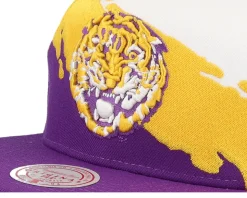 Louisiana State Tigers Paintbrush White/Purple Snapback - Mitchell & Ness