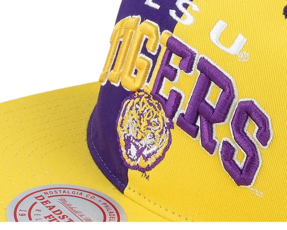 Louisiana State Tigers Pinwheel Of Fortune Yellow/Purple Snapback - Mitchell & Ness