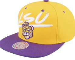 Louisiana State Tigers Transcript Yellow/Purple Snapback - Mitchell & Ness