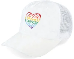 Love Freely Rainbow Logo Velvet White Trucker - Fair