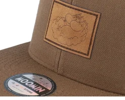 Lovers Engraved Patch Tan Brown Snapback - Moomin
