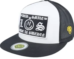 L&s Sweden Patch White/Black Flat Brim Trucker - Lucid Smile