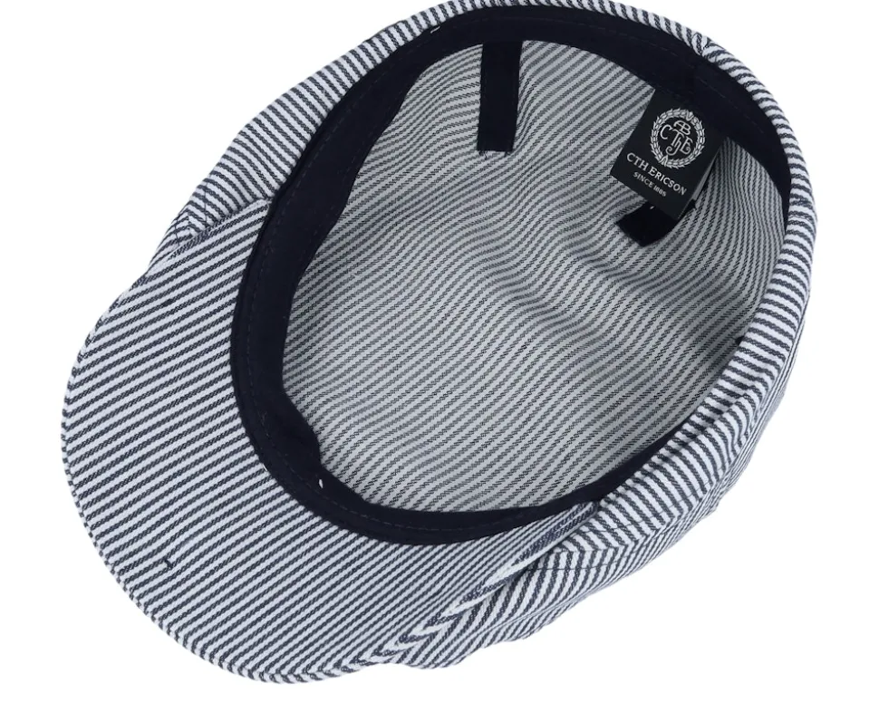 Lucas Candy Stripe Indigo Flat Cap - CTH Ericson