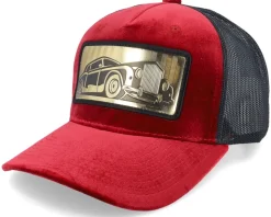 Luxury Car Gold Patch Velvet Red/Black A-frame Trucker - Calza Pennello