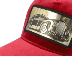 Luxury Car Gold Patch Velvet Red/Black A-frame Trucker - Calza Pennello