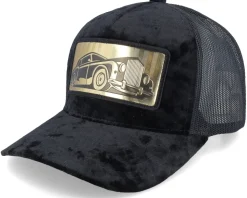 Luxury Car Gold Patch Velvet Red/Black A-frame Trucker - Calza Pennello